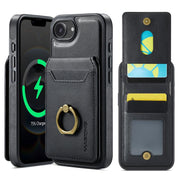 For iPhone 16e DG.MING K1 MagSafe Detachable Wallet RFID Back Cover Phone Case(Black)