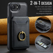 For iPhone 16e DG.MING K1 MagSafe Detachable Wallet RFID Back Cover Phone Case(Black)