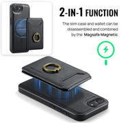 For iPhone 16e DG.MING K1 MagSafe Detachable Wallet RFID Back Cover Phone Case(Black)