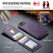 For iPhone 16e DG.MING K1 MagSafe Detachable Wallet RFID Back Cover Phone Case(Purple)