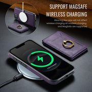 For iPhone 16e DG.MING K1 MagSafe Detachable Wallet RFID Back Cover Phone Case(Purple)