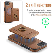 For iPhone 16e DG.MING K1 MagSafe Detachable Wallet RFID Back Cover Phone Case(Brown)
