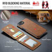 For iPhone 16e DG.MING K1 MagSafe Detachable Wallet RFID Back Cover Phone Case(Brown)