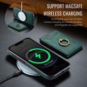 For iPhone 16e DG.MING K1 MagSafe Detachable Wallet RFID Back Cover Phone Case(Green)