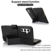 For Samsung Galaxy S24 5G Wristband Holder Zipper Purse RFID Leather Phone Case(Black)