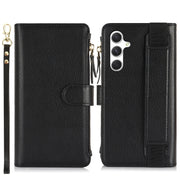 For Samsung Galaxy S24+ 5G Wristband Holder Zipper Purse RFID Leather Phone Case(Black)