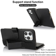 For iPhone 16 Pro Max Wristband Holder Zipper Purse RFID Leather Phone Case(Black)