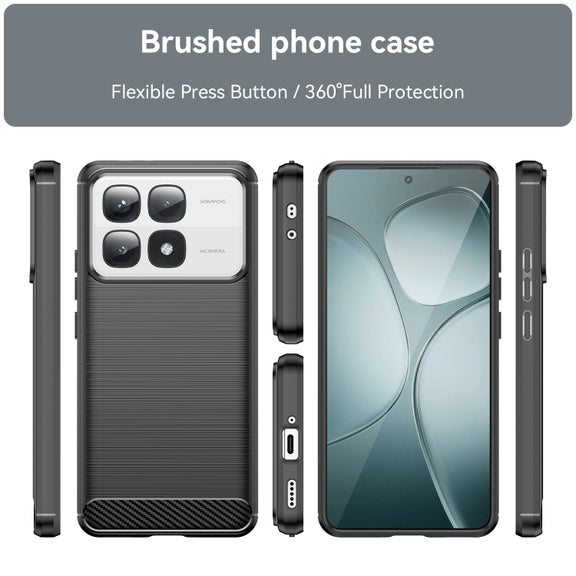For Redmi K70 Ultra Brushed Texture Carbon Fiber TPU Phone Case(Black)