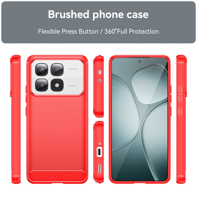 For Redmi K70 Ultra Brushed Texture Carbon Fiber TPU Phone Case(Red)