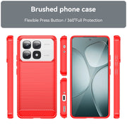 For Redmi K70 Ultra Brushed Texture Carbon Fiber TPU Phone Case(Red)