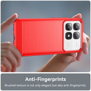 For Redmi K70 Ultra Brushed Texture Carbon Fiber TPU Phone Case(Red)