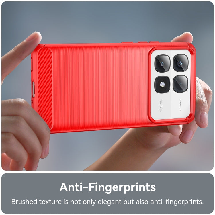 For Redmi K70 Ultra Brushed Texture Carbon Fiber TPU Phone Case(Red)