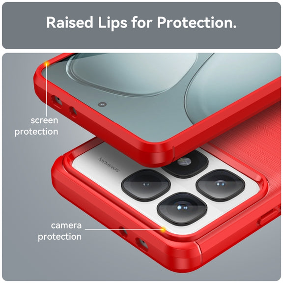 For Redmi K70 Ultra Brushed Texture Carbon Fiber TPU Phone Case(Red)