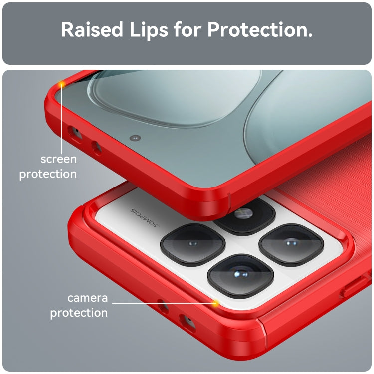 For Redmi K70 Ultra Brushed Texture Carbon Fiber TPU Phone Case(Red)