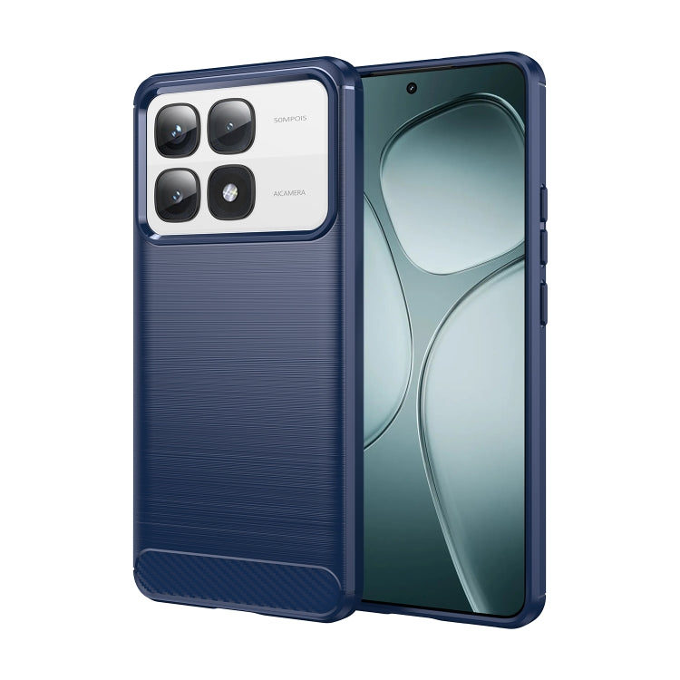For Redmi K70 Ultra Brushed Texture Carbon Fiber TPU Phone Case(Blue)