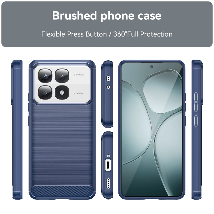 For Redmi K70 Ultra Brushed Texture Carbon Fiber TPU Phone Case(Blue)