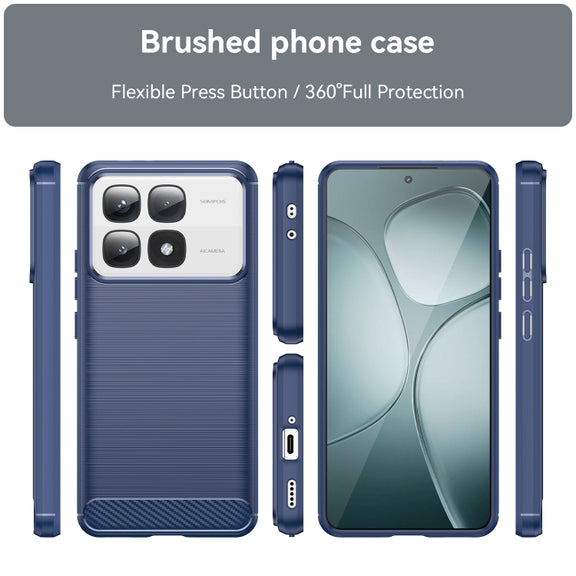 For Redmi K70 Ultra Brushed Texture Carbon Fiber TPU Phone Case(Blue)