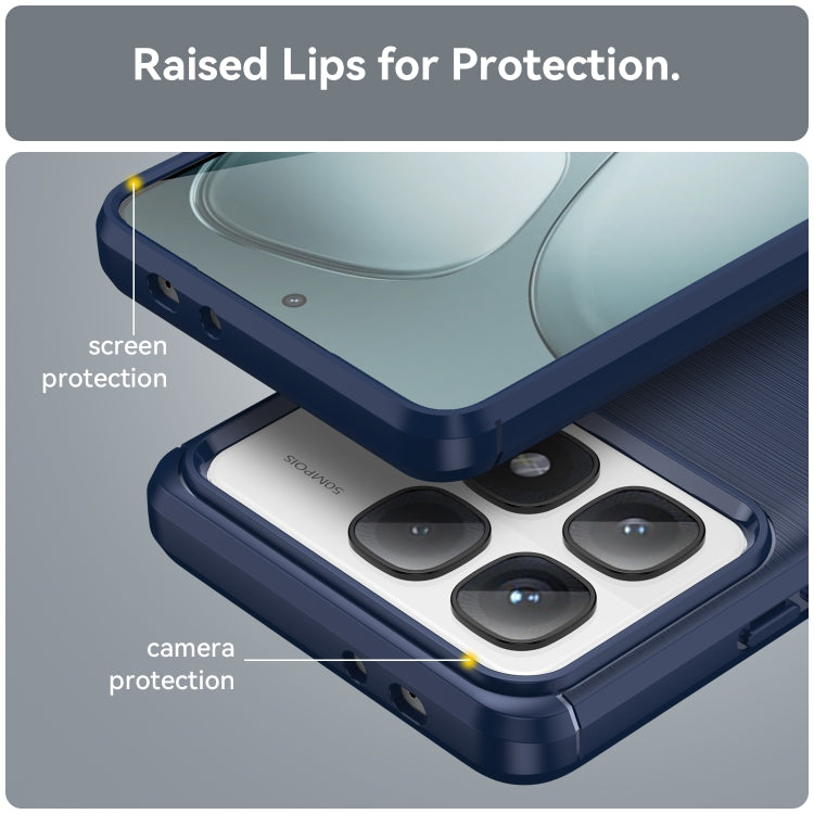 For Redmi K70 Ultra Brushed Texture Carbon Fiber TPU Phone Case(Blue)