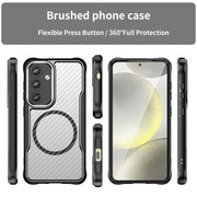 For Samsung Galaxy S25 5G Carbon Fiber Texture MagSafe Translucent Phone Case(Black)