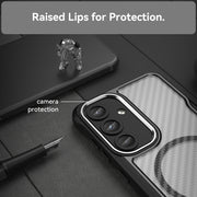 For Samsung Galaxy S25 5G Carbon Fiber Texture MagSafe Translucent Phone Case(Black)
