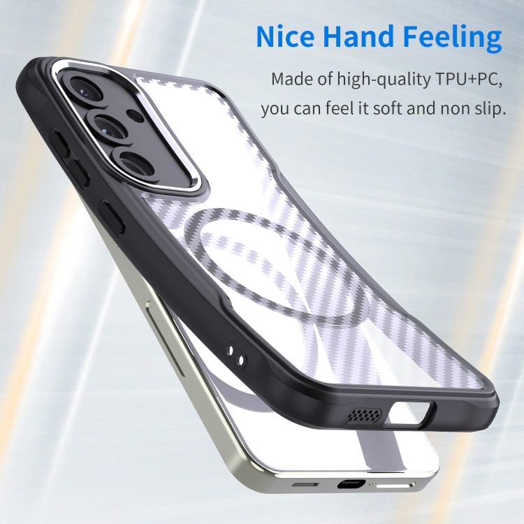 For Samsung Galaxy S25 5G Carbon Fiber Texture MagSafe Translucent Phone Case(Black)