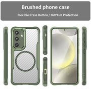 For Samsung Galaxy S25 5G Carbon Fiber Texture MagSafe Translucent Phone Case(Green)