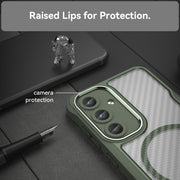 For Samsung Galaxy S25 5G Carbon Fiber Texture MagSafe Translucent Phone Case(Green)