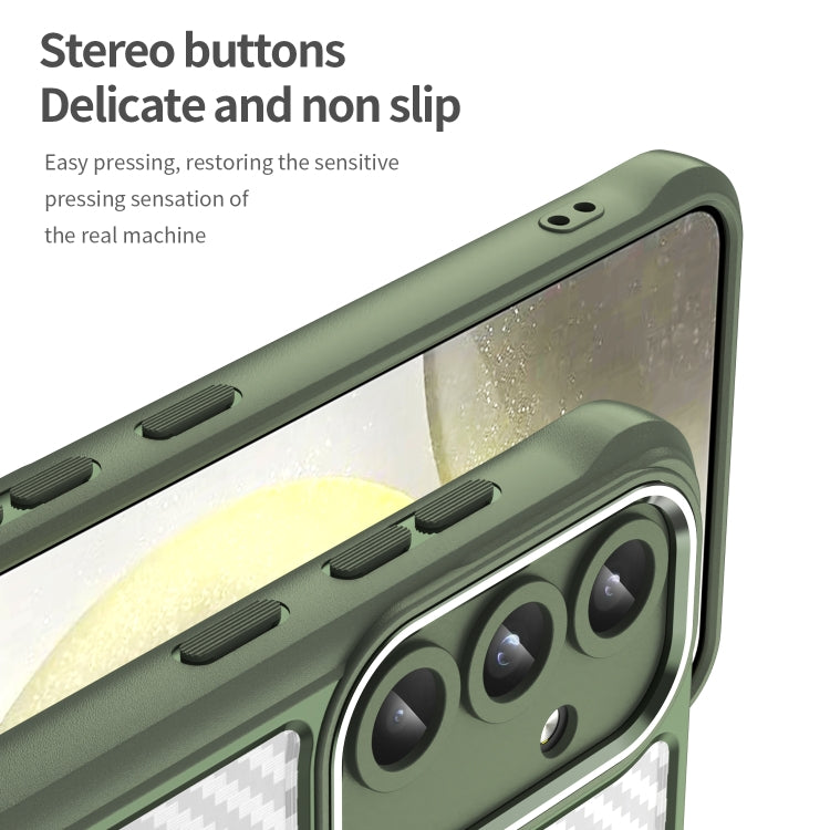 For Samsung Galaxy S25 5G Carbon Fiber Texture MagSafe Translucent Phone Case(Green)
