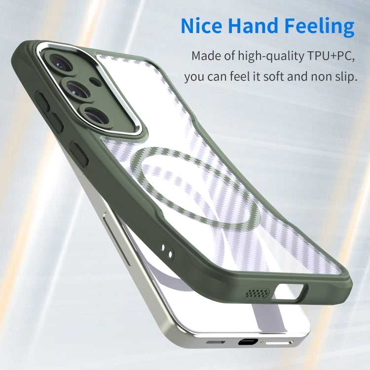 For Samsung Galaxy S25 5G Carbon Fiber Texture MagSafe Translucent Phone Case(Green)