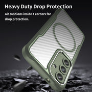 For Samsung Galaxy S25 5G Carbon Fiber Texture MagSafe Translucent Phone Case(Green)