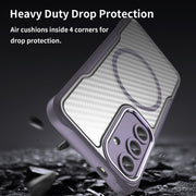 For Samsung Galaxy S25 5G Carbon Fiber Texture MagSafe Translucent Phone Case(Purple)
