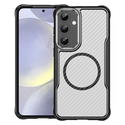 For Samsung Galaxy S25+ 5G Carbon Fiber Texture MagSafe Translucent Phone Case(Black)