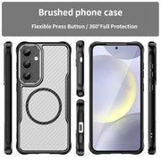 For Samsung Galaxy S25+ 5G Carbon Fiber Texture MagSafe Translucent Phone Case(Black)