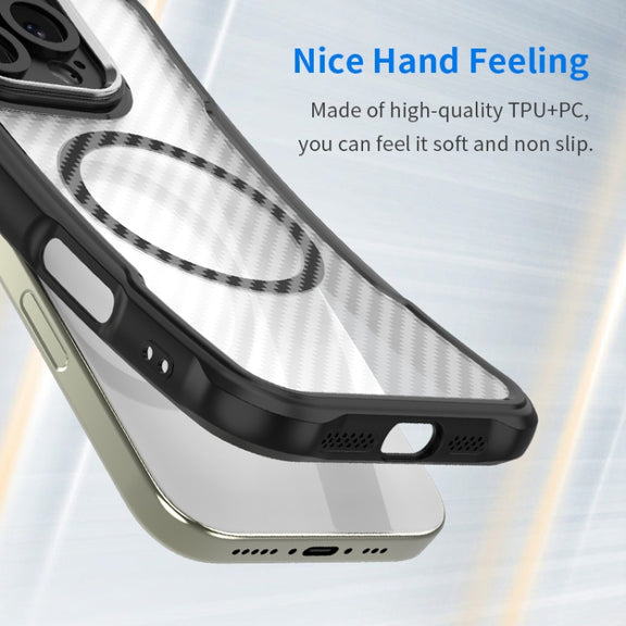 For Samsung Galaxy S25+ 5G Carbon Fiber Texture MagSafe Translucent Phone Case(Black)