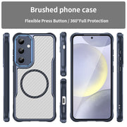 For Samsung Galaxy S25+ 5G Carbon Fiber Texture MagSafe Translucent Phone Case(Blue)