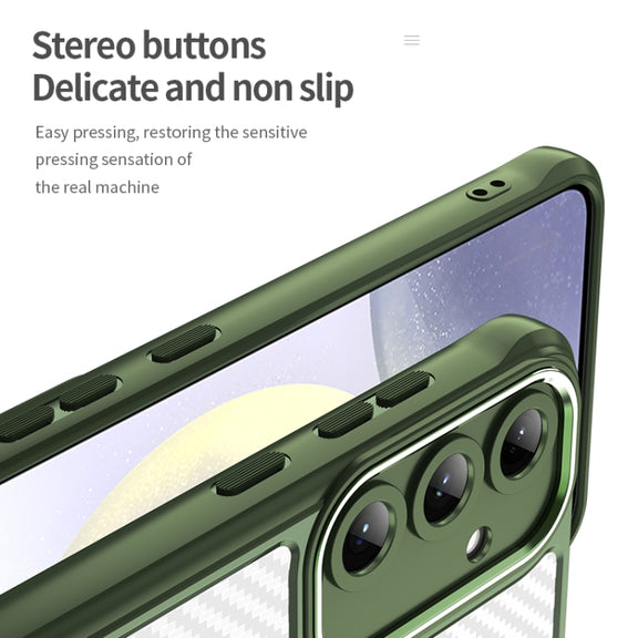 For Samsung Galaxy S25+ 5G Carbon Fiber Texture MagSafe Translucent Phone Case(Green)