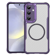For Samsung Galaxy S25+ 5G Carbon Fiber Texture MagSafe Translucent Phone Case(Purple)