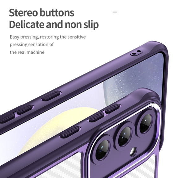 For Samsung Galaxy S25+ 5G Carbon Fiber Texture MagSafe Translucent Phone Case(Purple)