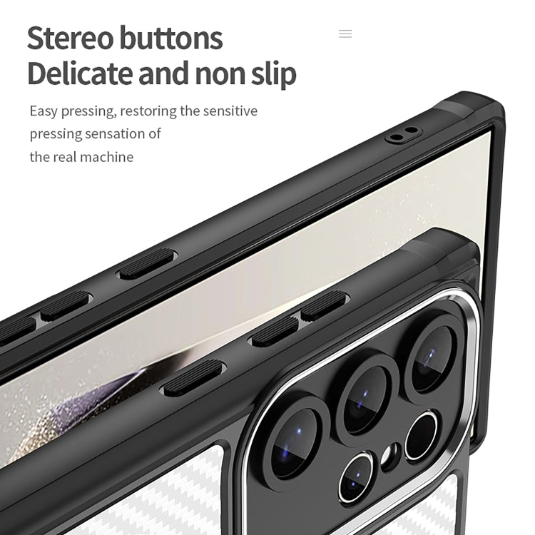 For Samsung Galaxy S25 Ultra 5G Carbon Fiber Texture MagSafe Translucent Phone Case(Black)