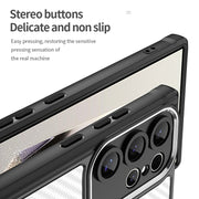 For Samsung Galaxy S25 Ultra 5G Carbon Fiber Texture MagSafe Translucent Phone Case(Black)
