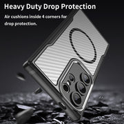 For Samsung Galaxy S25 Ultra 5G Carbon Fiber Texture MagSafe Translucent Phone Case(Black)