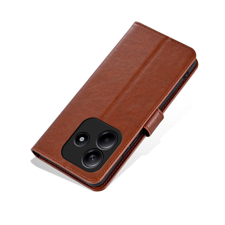 For Redmi Note 14 5G AZNS Sheepskin Texture Flip Leather Phone Case(Brown)