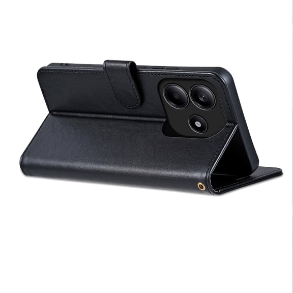 For Redmi Note 14 5G AZNS Sheepskin Texture Flip Leather Phone Case(Black)
