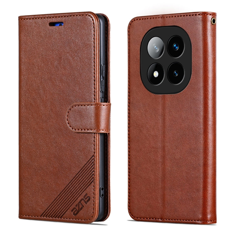 For Redmi Note 14 Pro 5G AZNS Sheepskin Texture Flip Leather Phone Case(Brown)