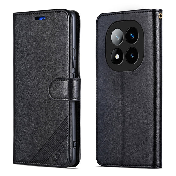 For Redmi Note 14 Pro 5G AZNS Sheepskin Texture Flip Leather Phone Case(Black)