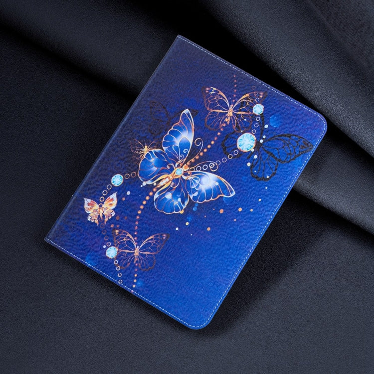 For Samsung Galaxy Tab S9 / S9 FE Colored Drawing Leather Tablet Case(Purple Butterfly)