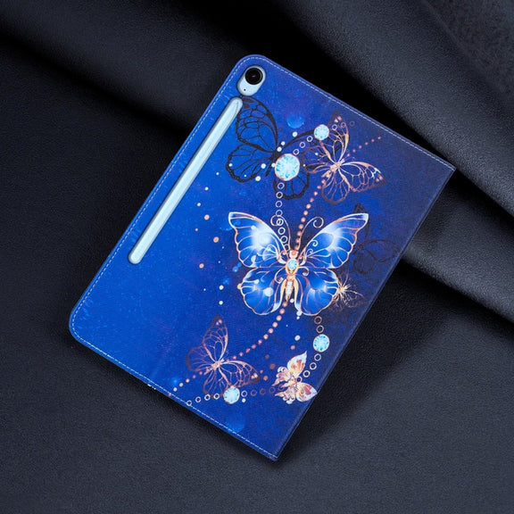 For Samsung Galaxy Tab S9 / S9 FE Colored Drawing Leather Tablet Case(Purple Butterfly)