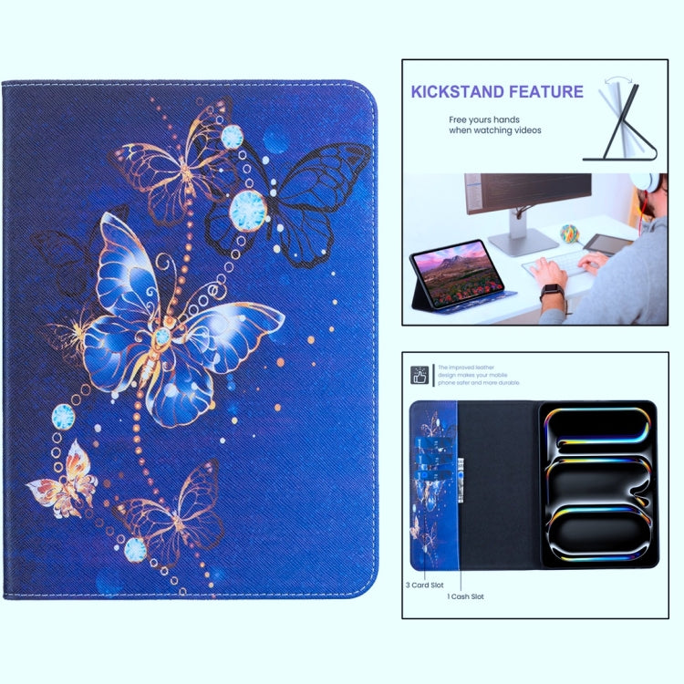 For Samsung Galaxy Tab S9 / S9 FE Colored Drawing Leather Tablet Case(Purple Butterfly)