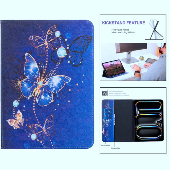 For Samsung Galaxy Tab S9 / S9 FE Colored Drawing Leather Tablet Case(Purple Butterfly)