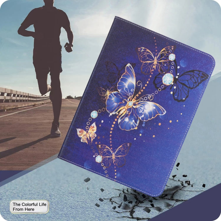 For Samsung Galaxy Tab S9 / S9 FE Colored Drawing Leather Tablet Case(Purple Butterfly)